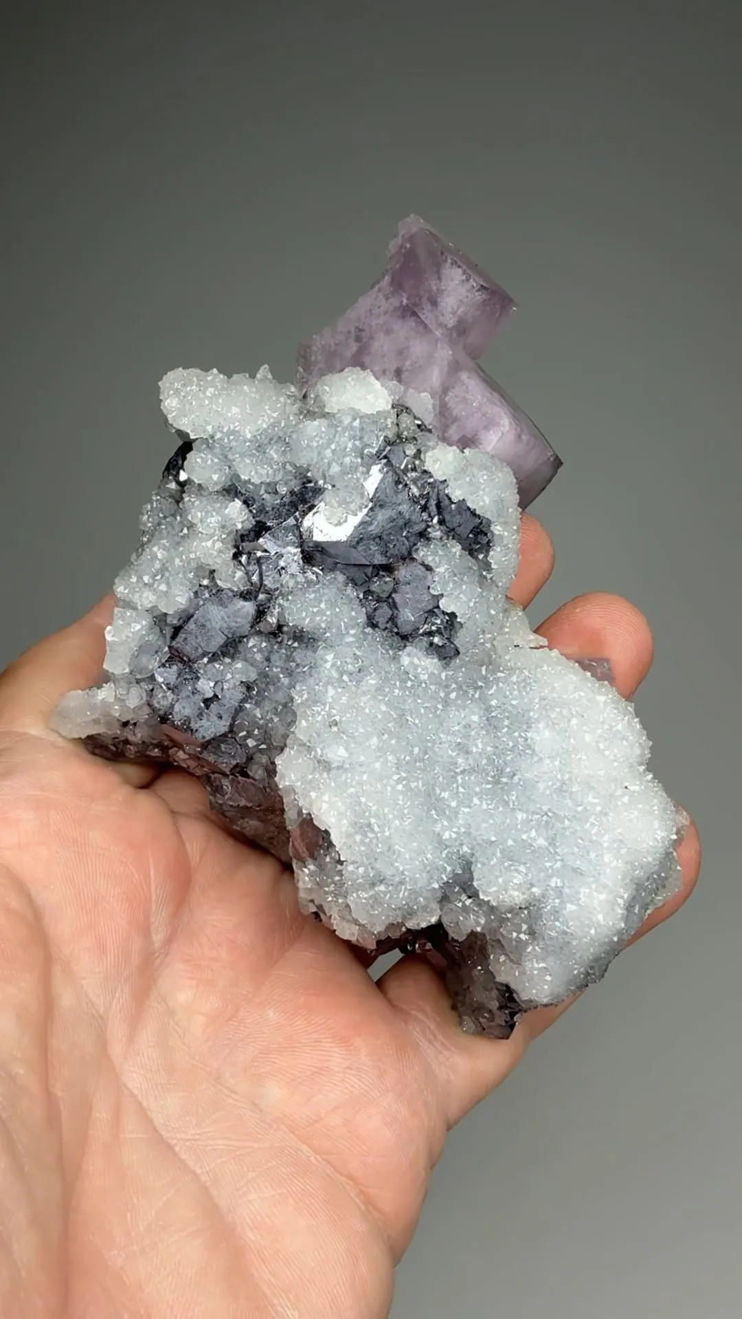 Fluorite with Galena, Quartz - image 2