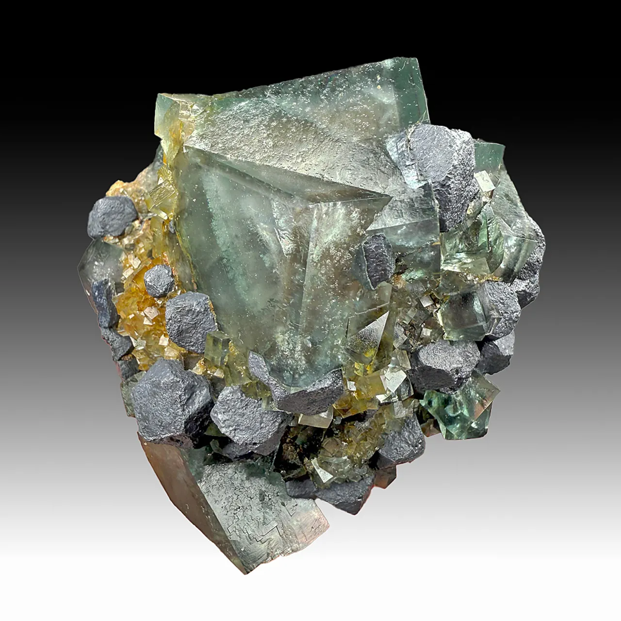 Fluorite with Galena, Quartz - image 1