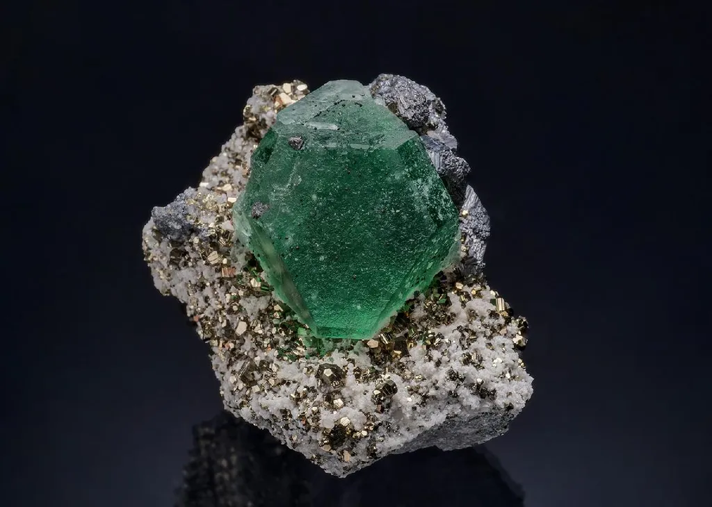 Fluorite with Geocronite and Pyrite image