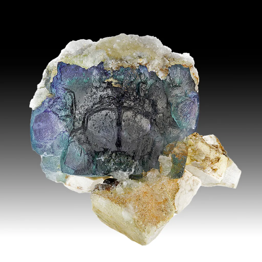 Fluorite with Microcline, Opal image