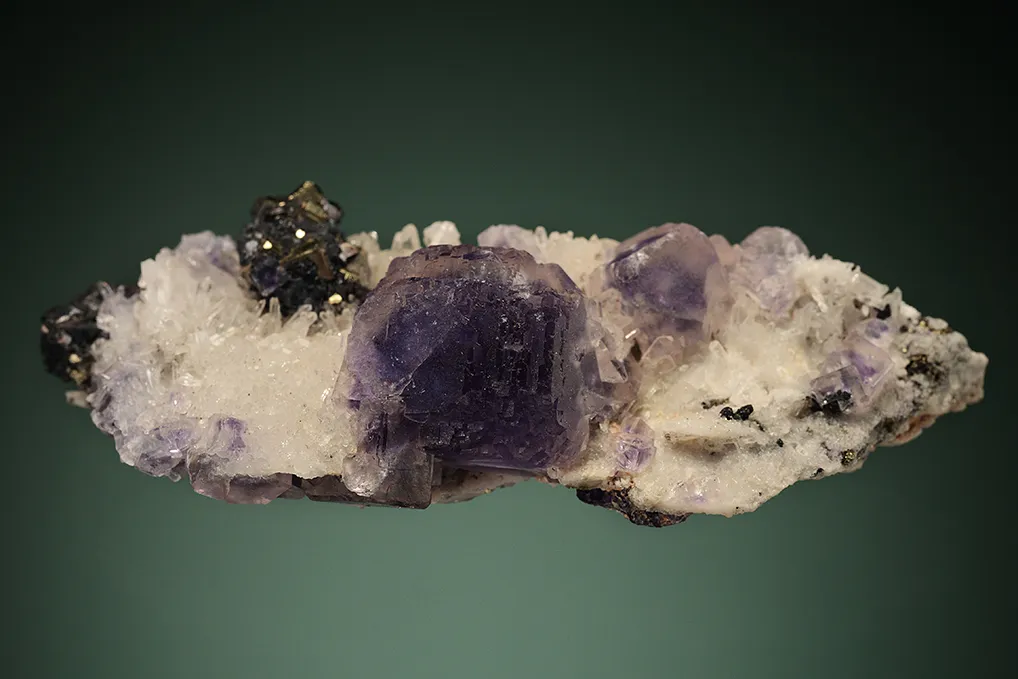 Fluorite with Pyrite and Tetrahedrite on Quartz - image 4
