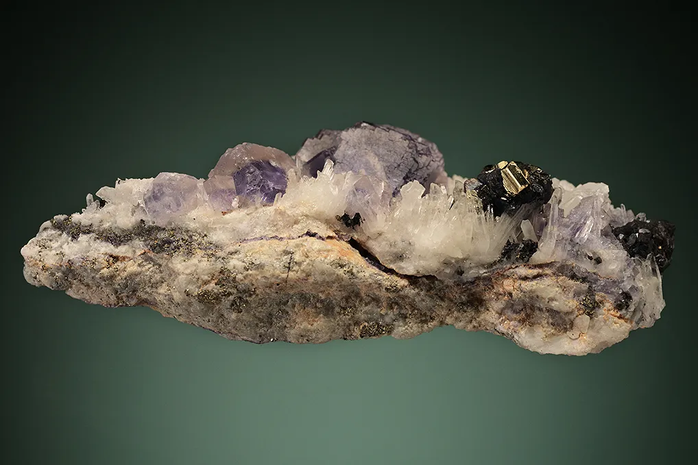 Fluorite with Pyrite and Tetrahedrite on Quartz - image 5
