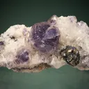 Fluorite with Pyrite and Tetrahedrite on Quartz - image 1
