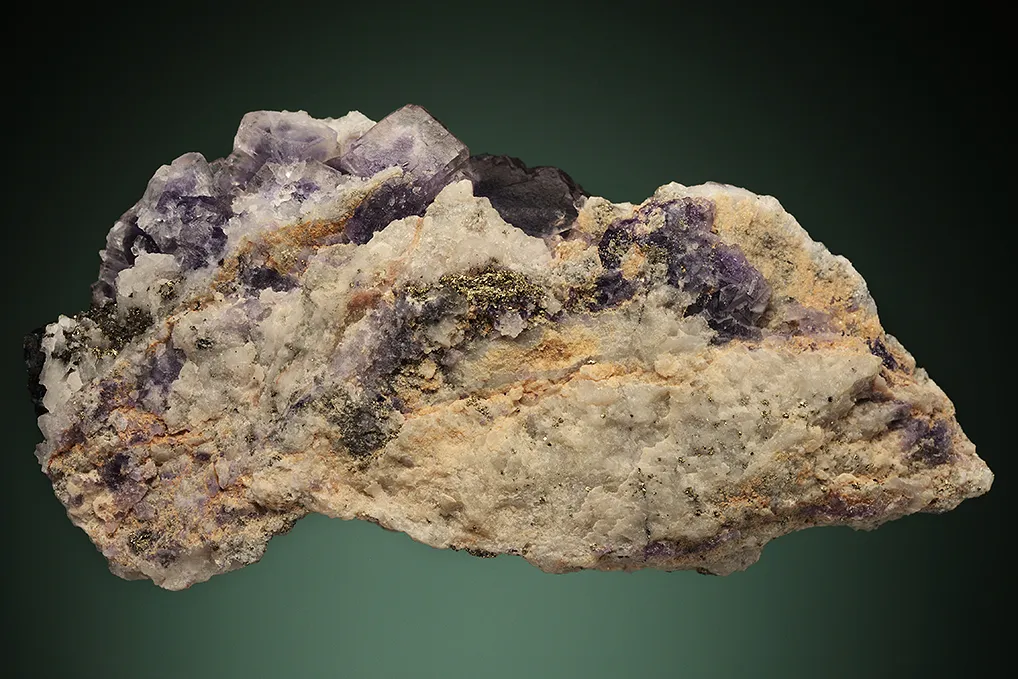 Fluorite with Pyrite and Tetrahedrite on Quartz - image 3