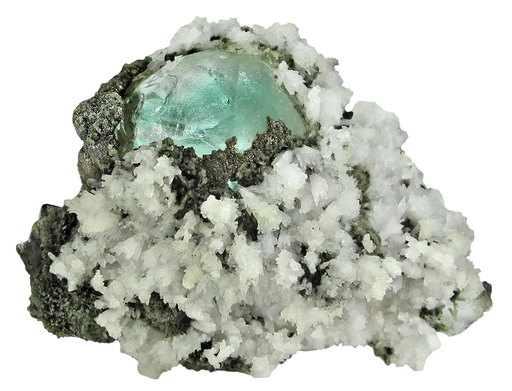 Fluorite With Pyrite & Calcite image