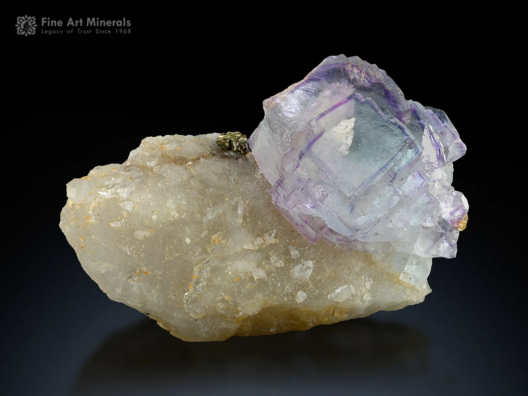 Fluorite with Pyrite on Quartz - image 1