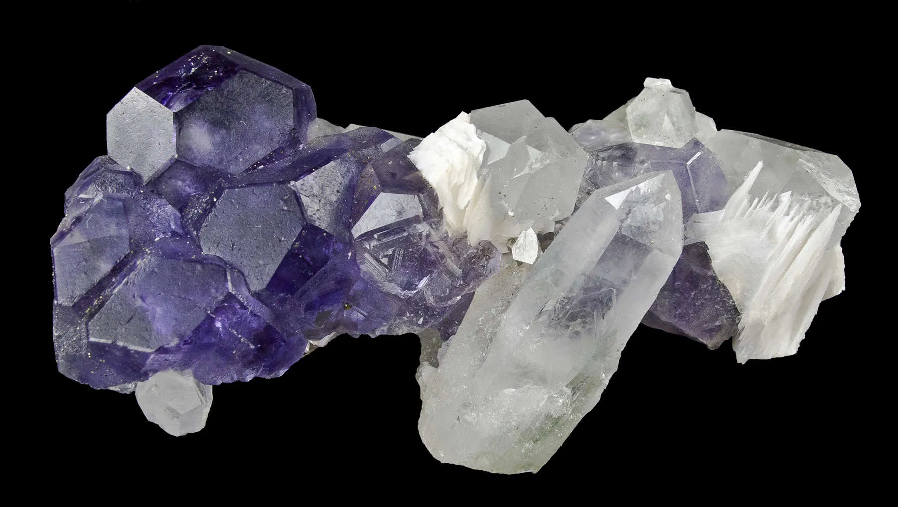 Fluorite With Quartz and Calcite - image 1