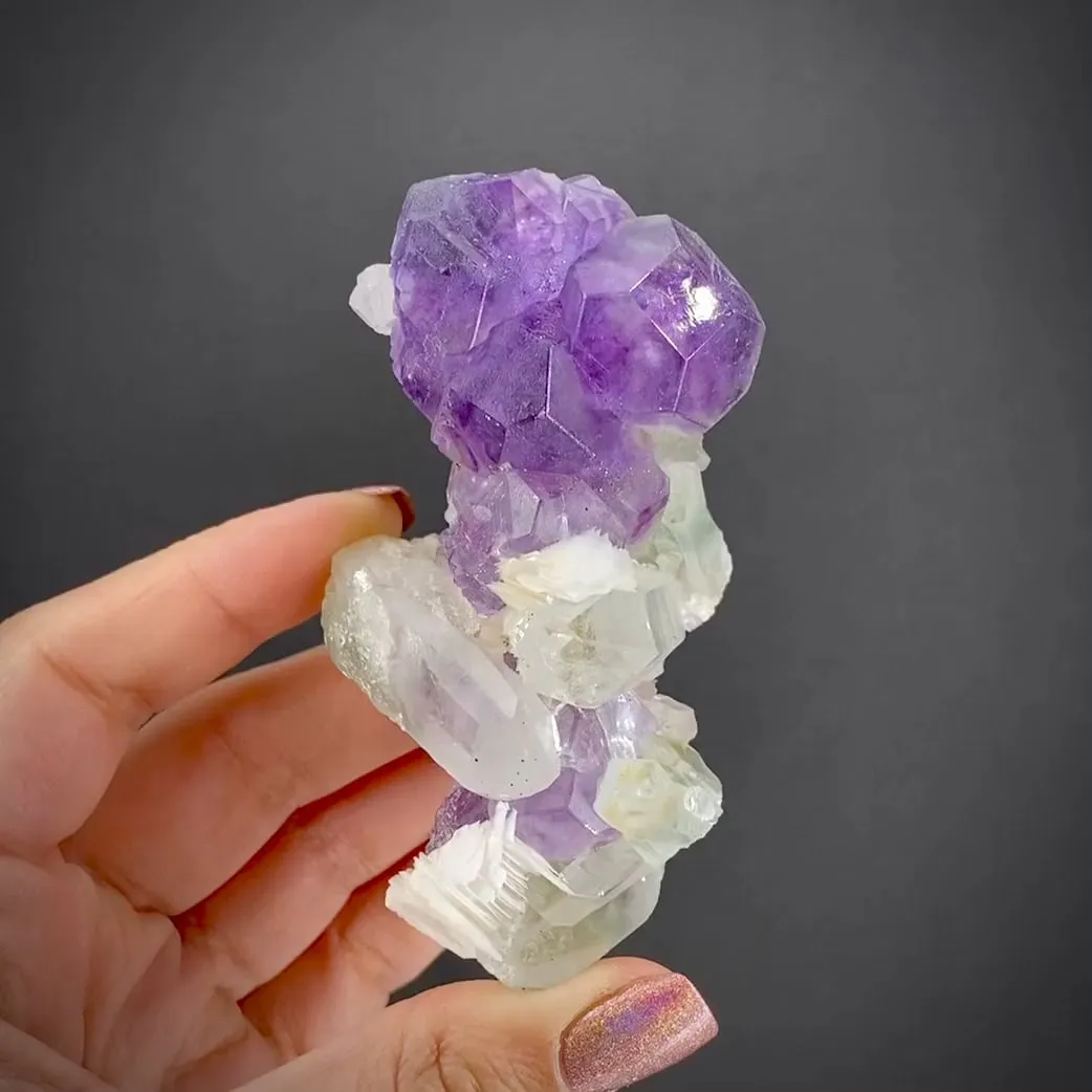 Fluorite With Quartz and Calcite - image 2