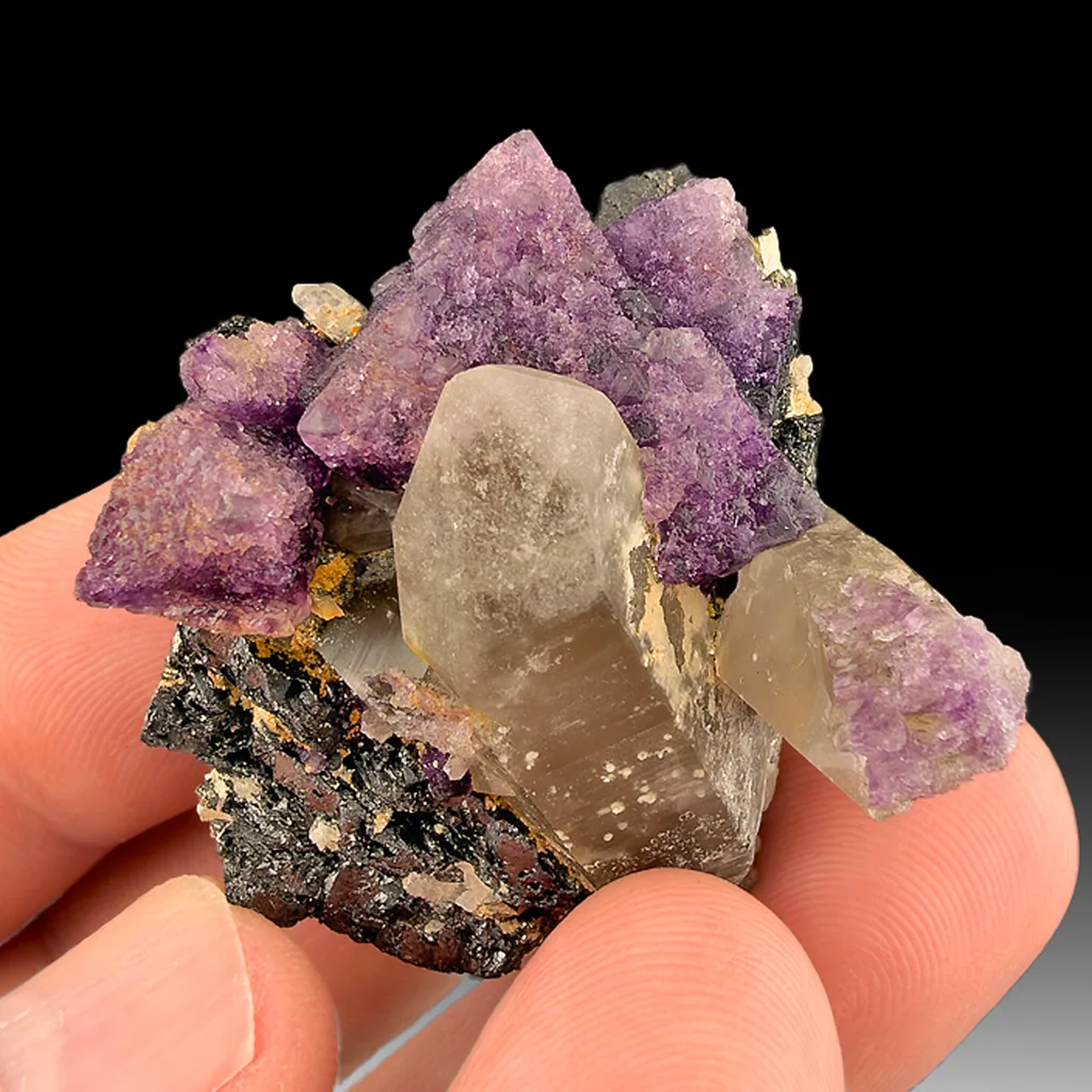 Fluorite with Quartz, Ferberite image