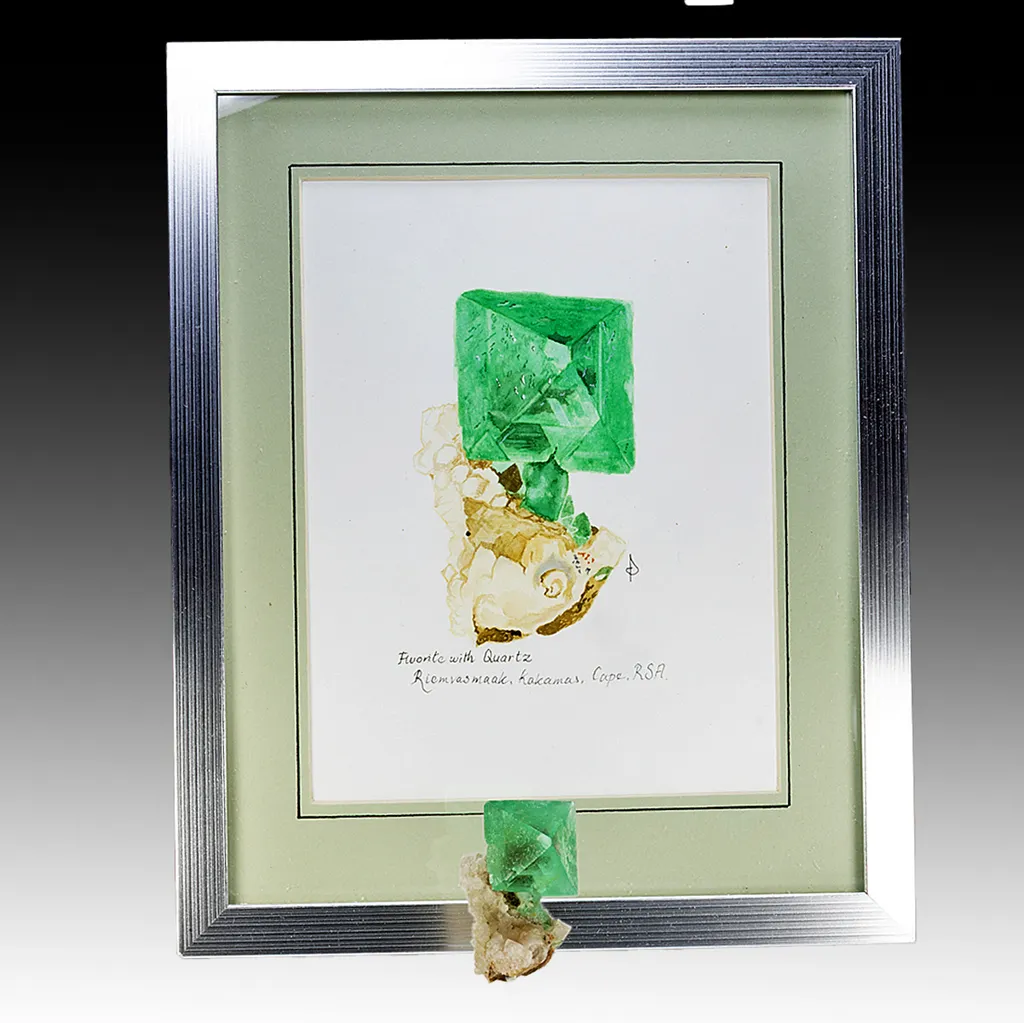 Fluorite with Quartz (Framed Painting Included) image