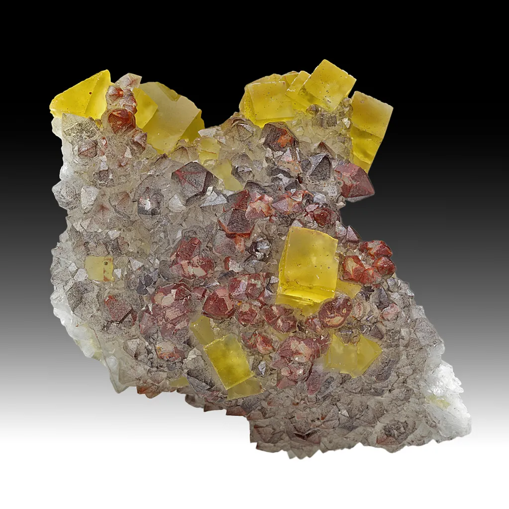 Fluorite with Quartz, Hematite image