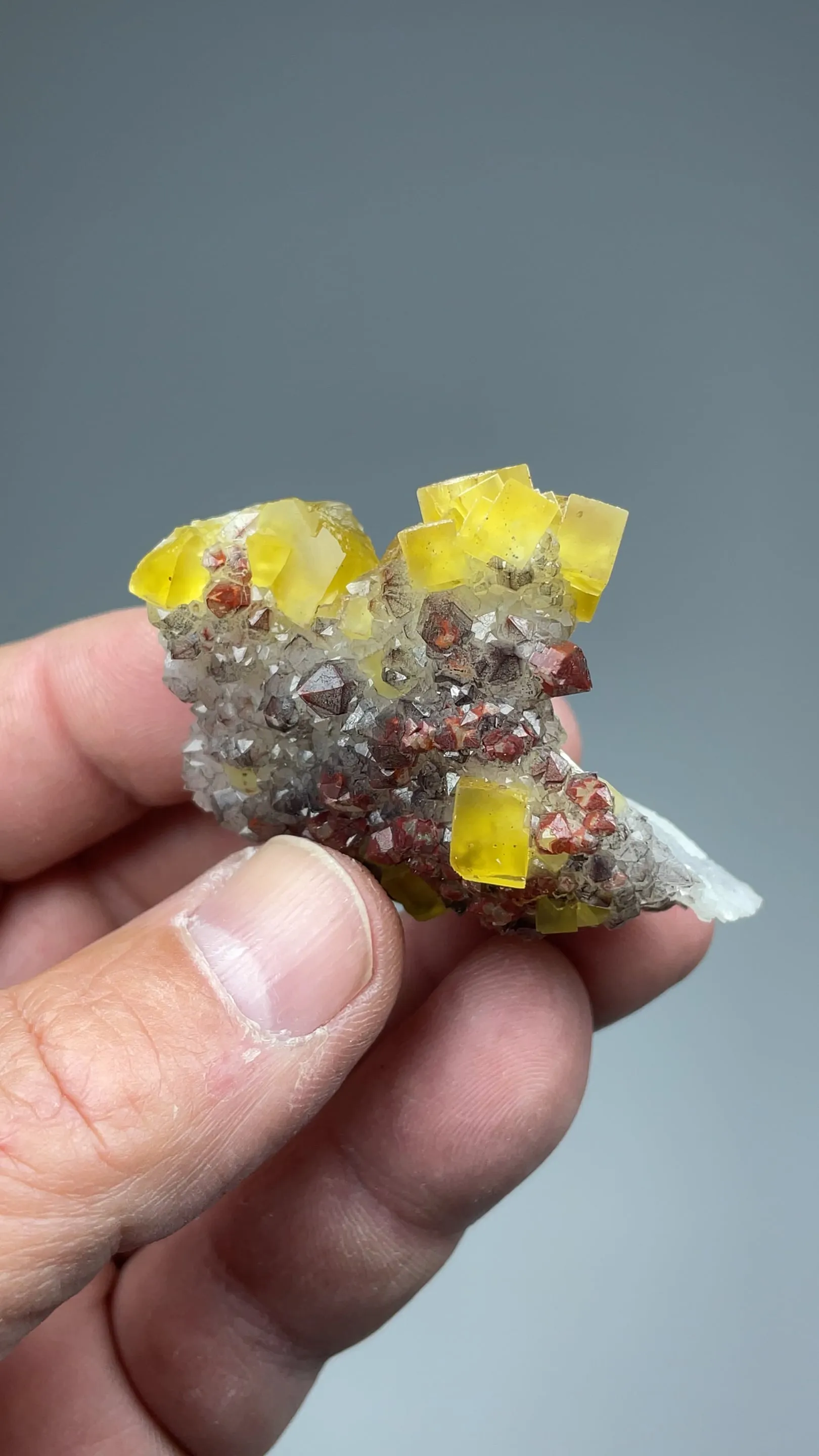 Fluorite with Quartz, Hematite - image 2