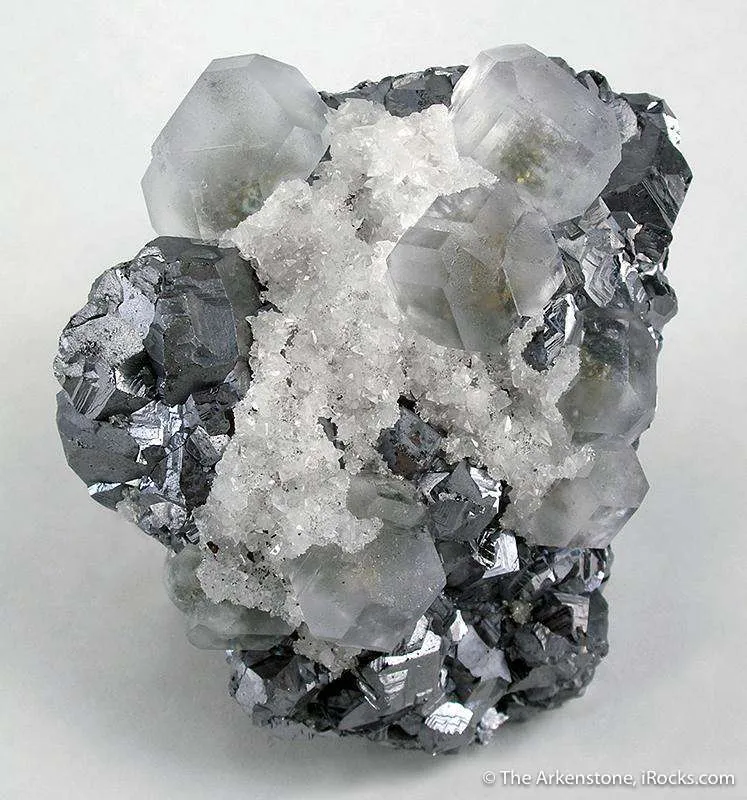 Fluorite With Quartz on Galena on Sphalerite image
