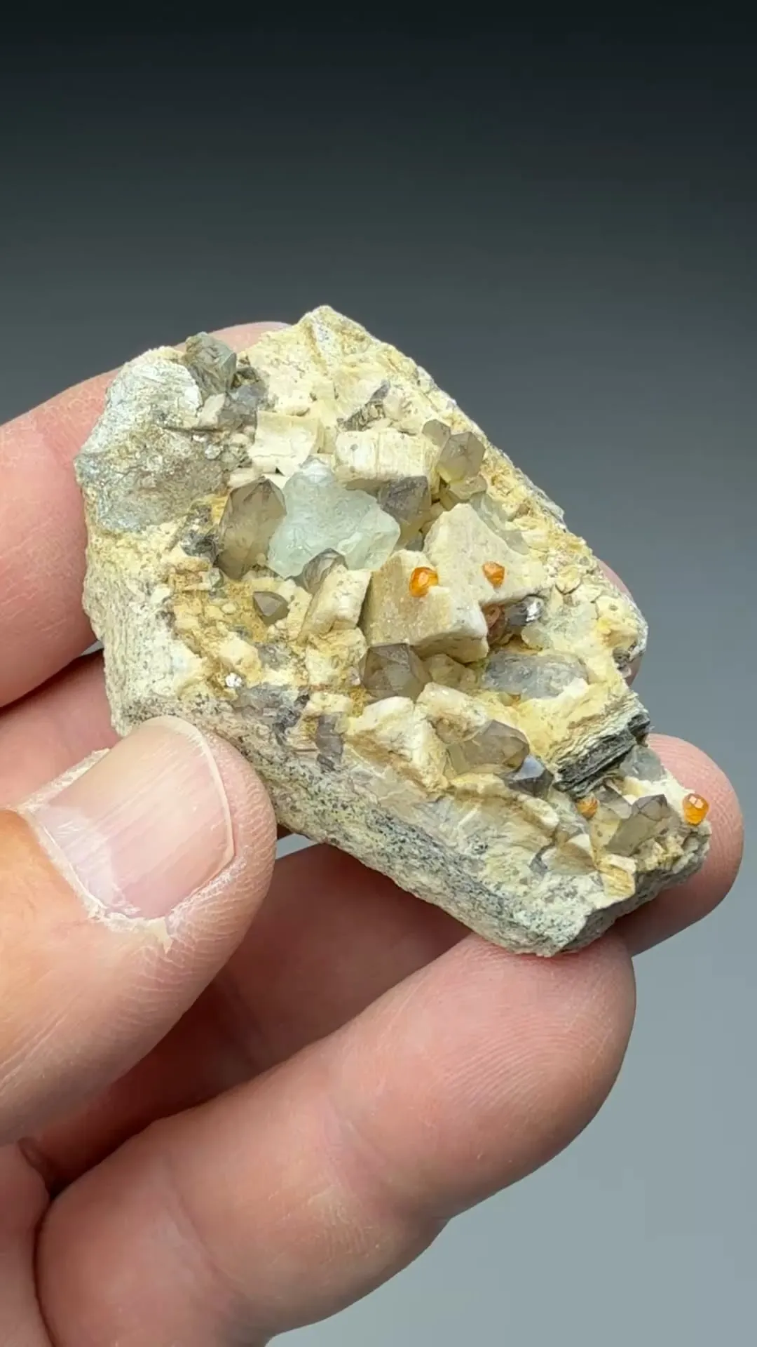 Fluorite with Quartz, Spessartine, Microcline - image 2