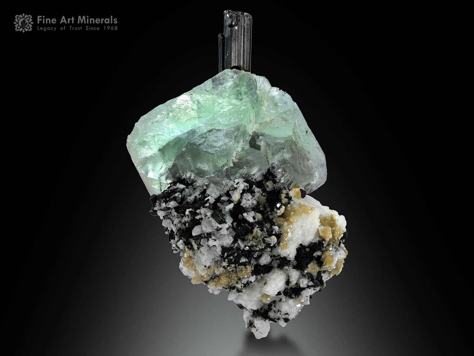 Fluorite with Schorl and Albite from Pakistan - image 2