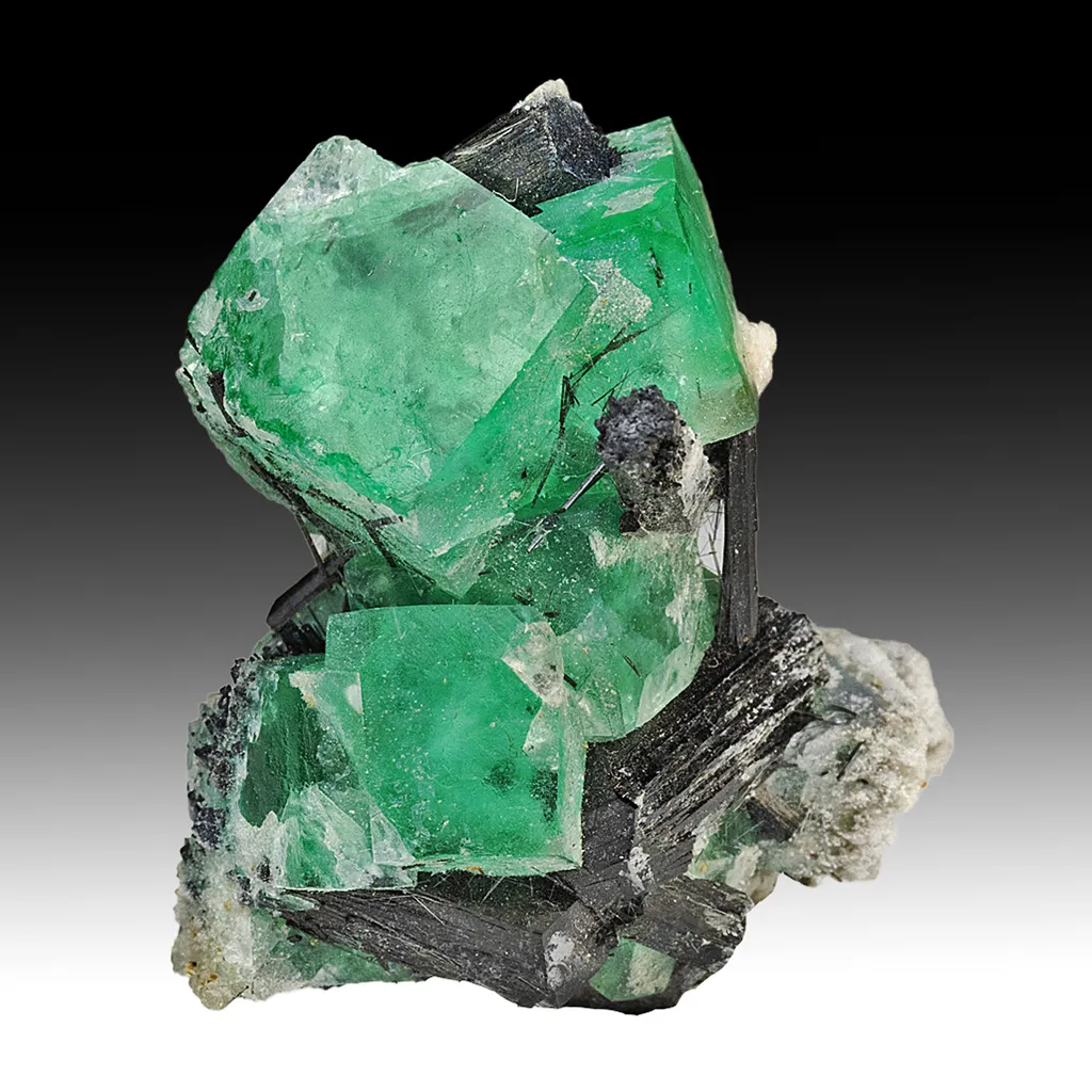 Fluorite with Schorl, Hyalite image