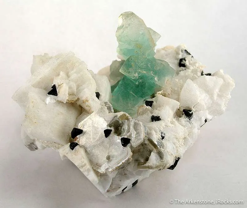 Fluorite With Schorl on Feldspar - image 3