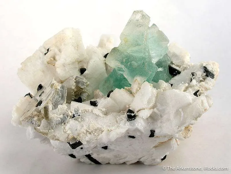 Fluorite With Schorl on Feldspar - image 4