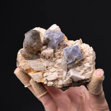 Fluorite with Smoky Quartz on Microcline