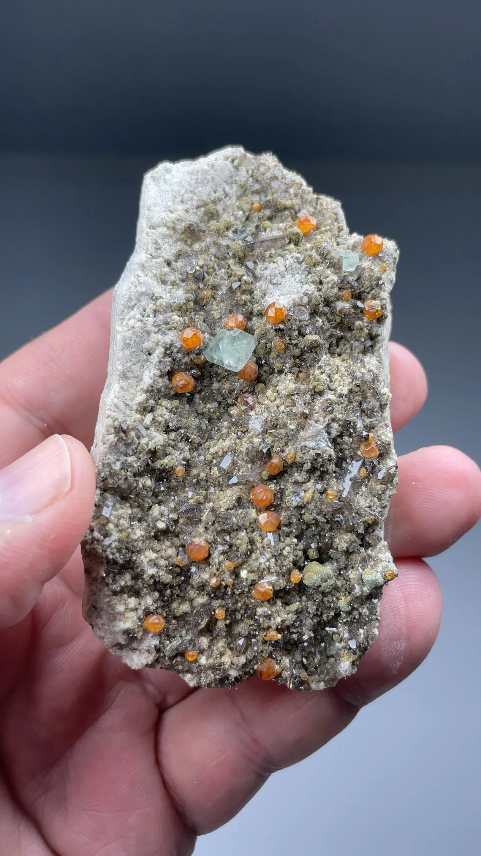 Fluorite with Spessartine, Quartz - image 2