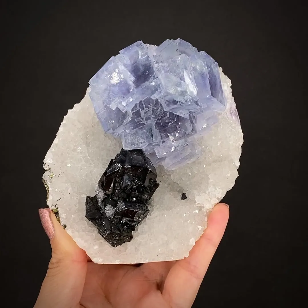 Fluorite with Sphalerite, on Quartz - image 2