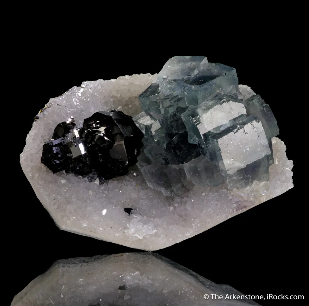Fluorite with Sphalerite, on Quartz image