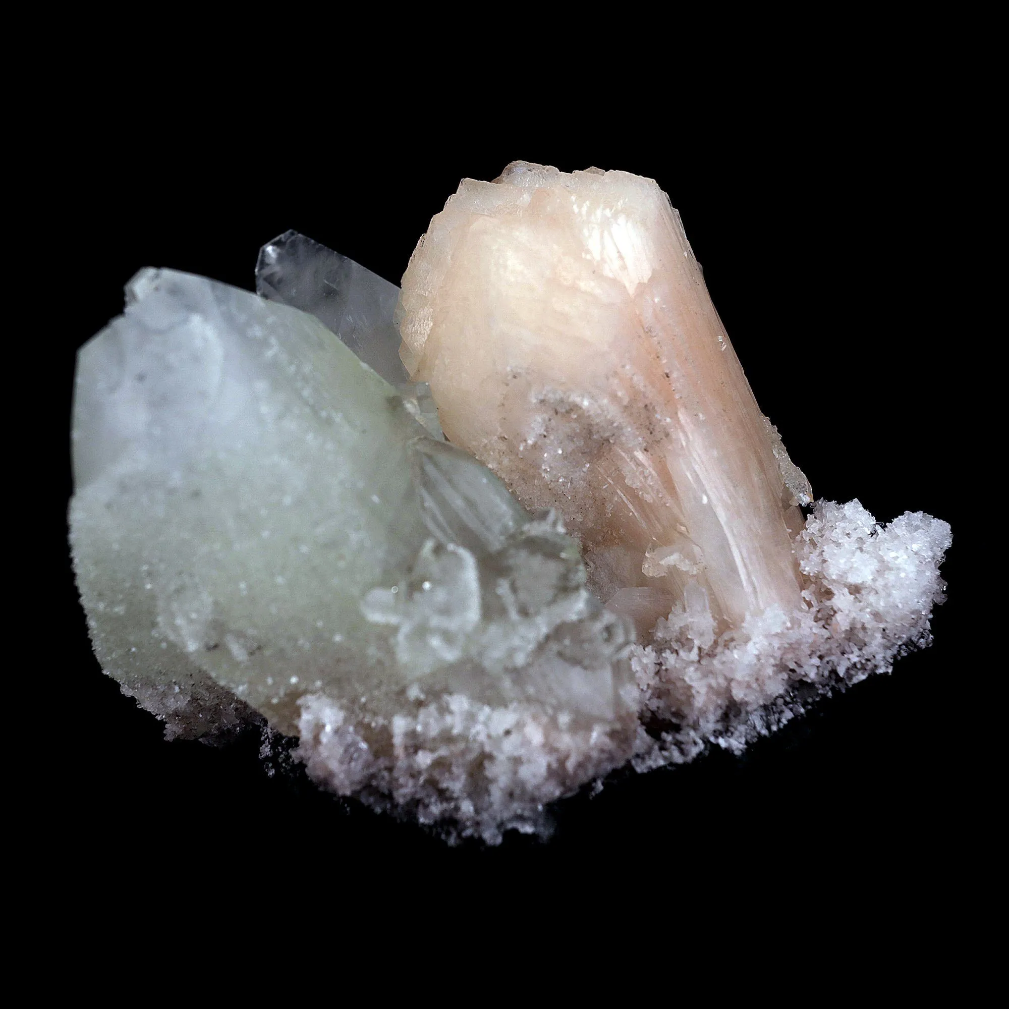 Fluro Apophyllite With Stilbite on Chalcedony Natural Mineral Specimen - image 5