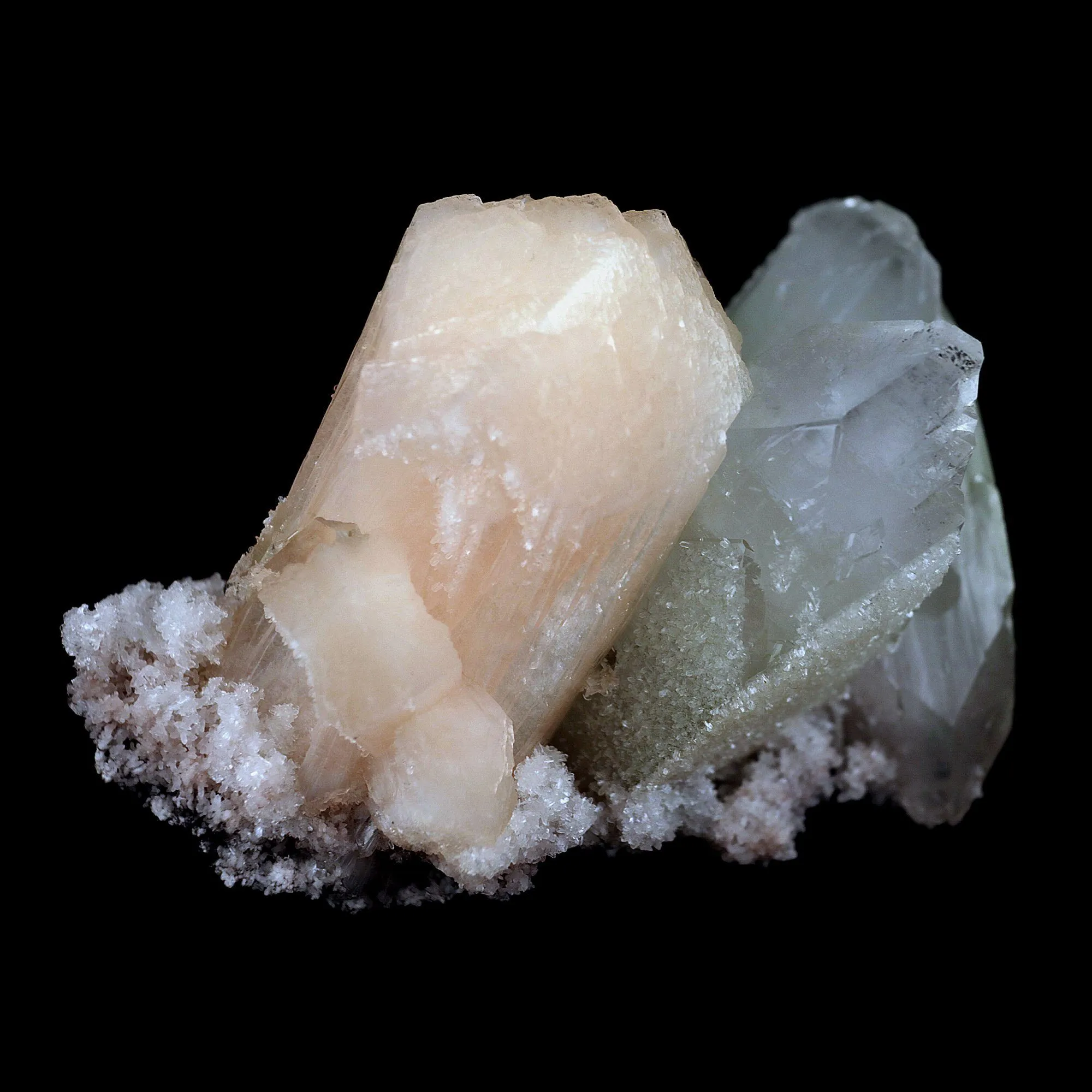 Fluro Apophyllite With Stilbite on Chalcedony Natural Mineral Specimen - image 2