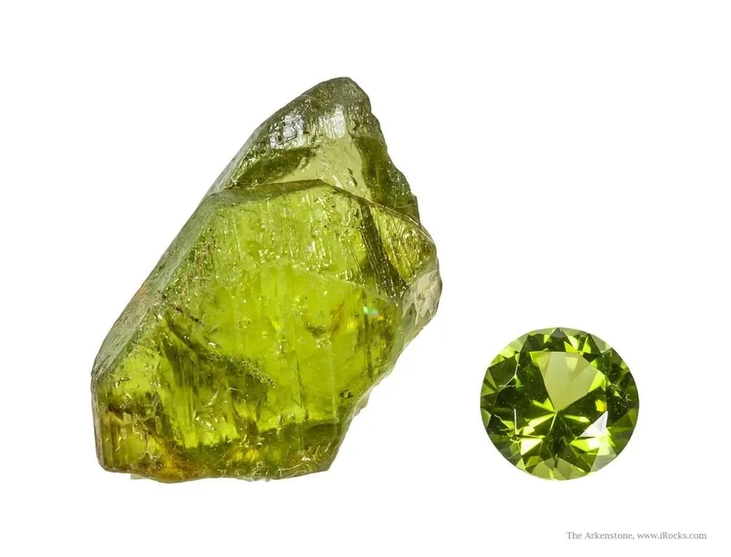 Forsterite Var. Peridot (Rough & Cut Set) image