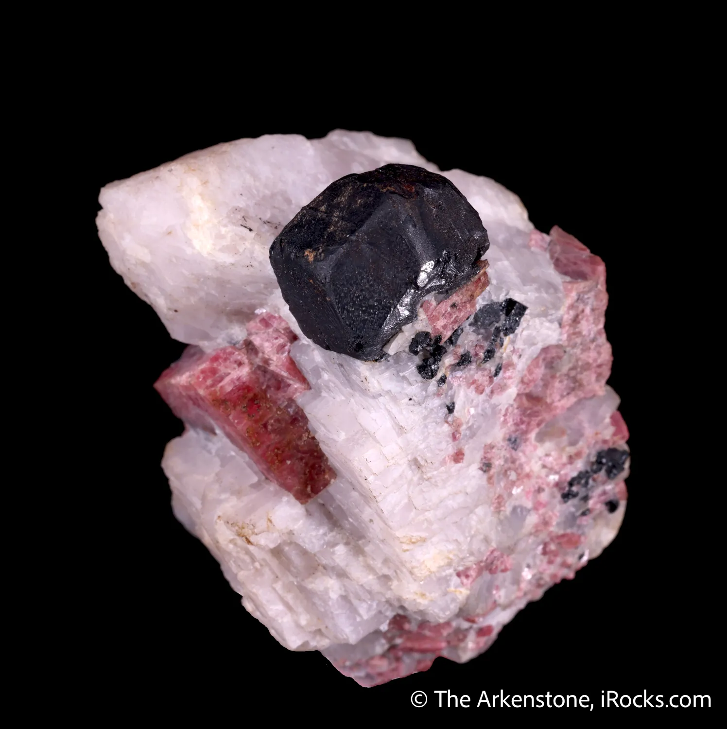 Franklinite with Rhodonite on Calcite (circa late 1800s) - image 4