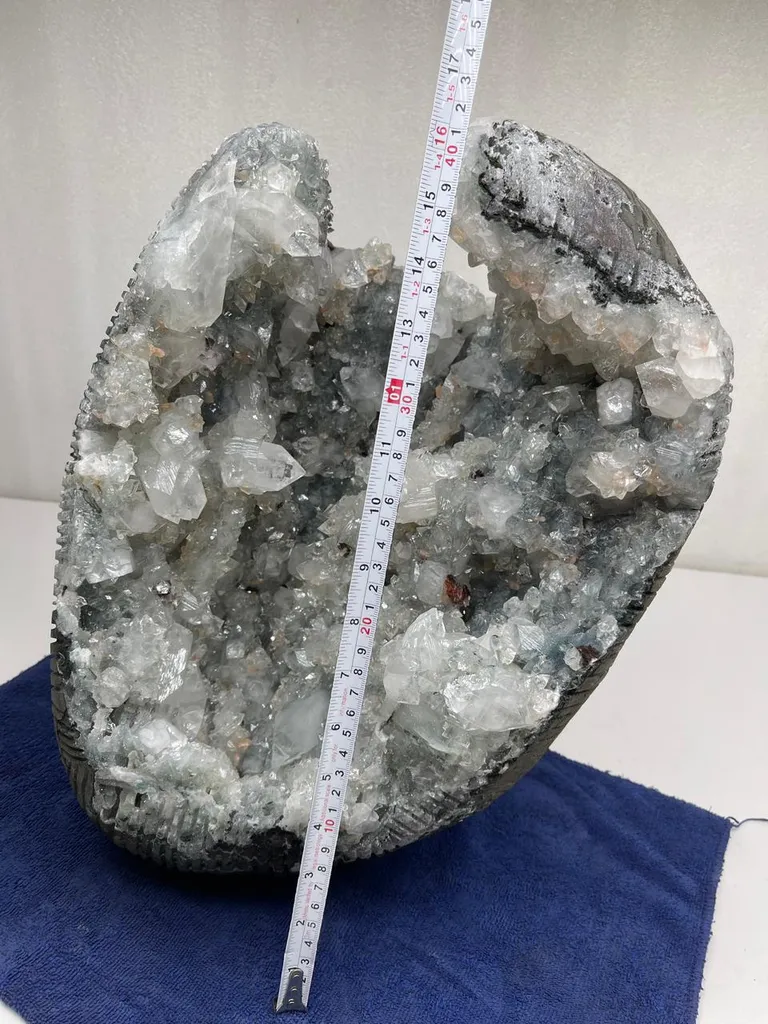 Fully Glossy Apophyllite Pointed Crystals With Stilbite On standing Semi-Geode - image 3
