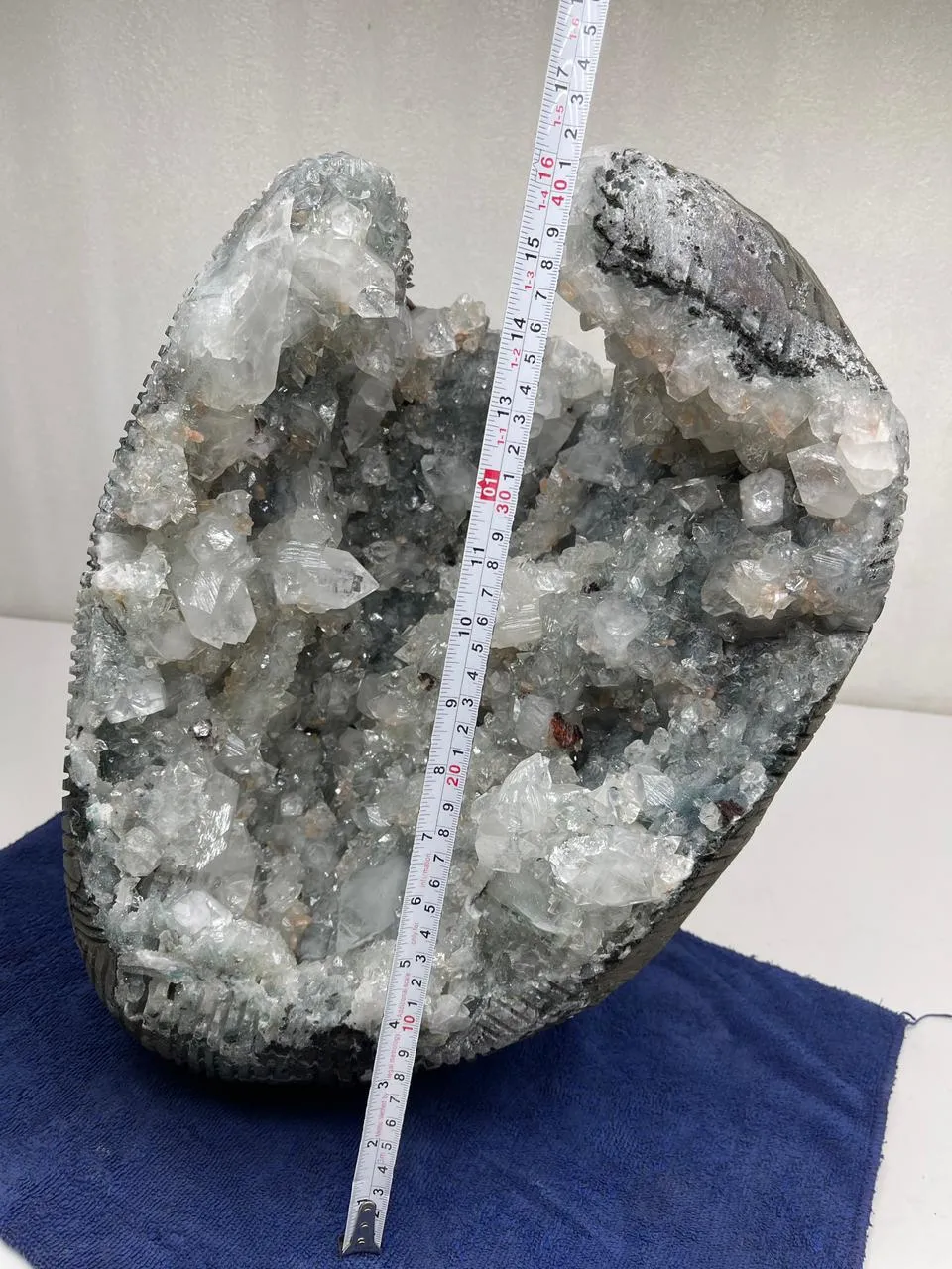 Fully Glossy Apophyllite Pointed Crystals With Stilbite On standing Semi-Geode - image 3