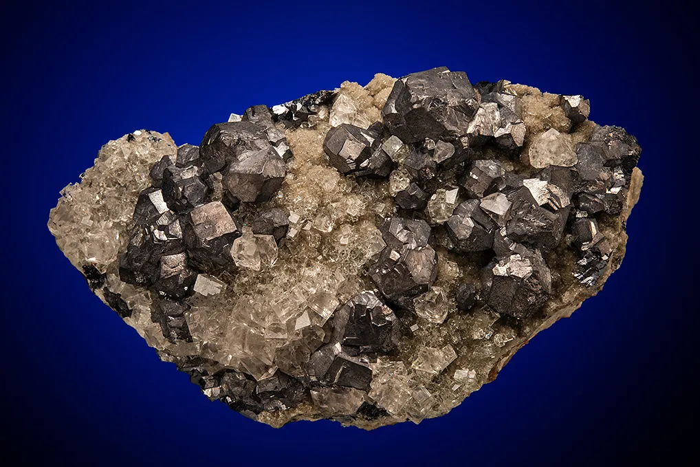 Galena on Fluorite and Quartz image