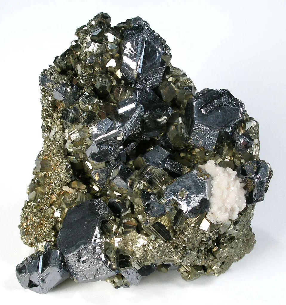 Galena on Pyrite With Calcite image