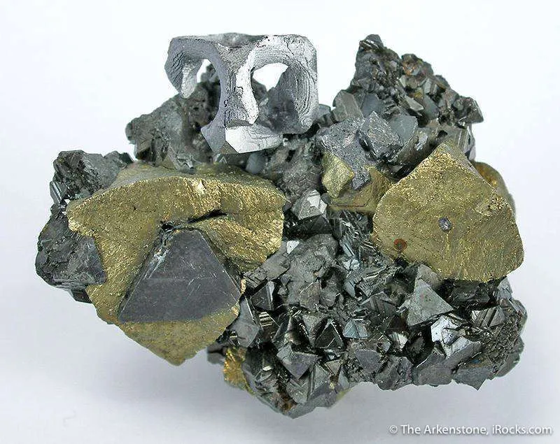 Galena (Skeletal) With Chalcopyrite on Sphalerite image