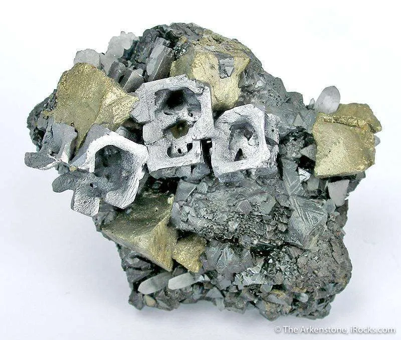 Galena (Skeletal) With Chalcopyrite on Sphalerite image