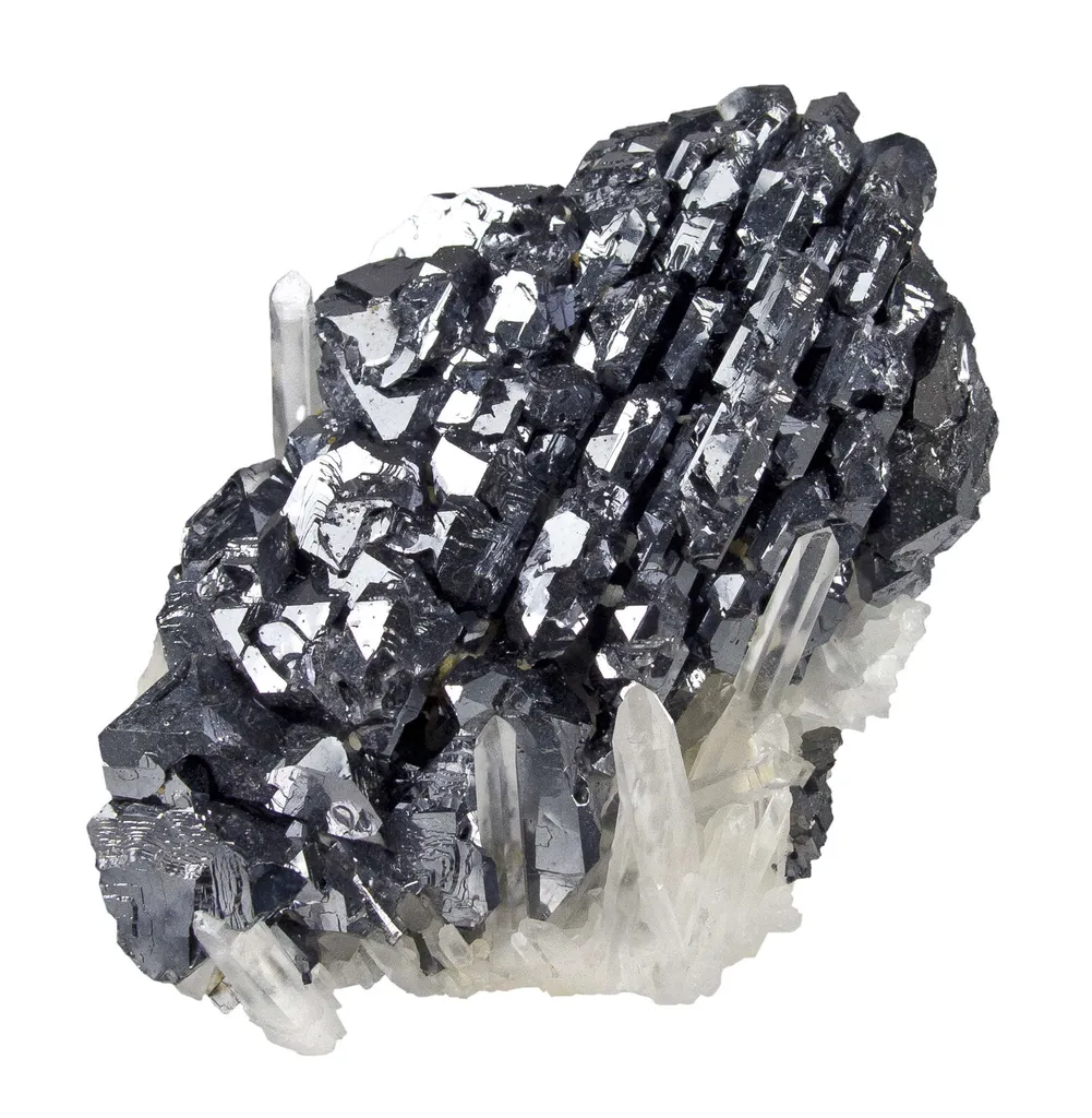 Galena (Spinel Twinned) on Quartz image