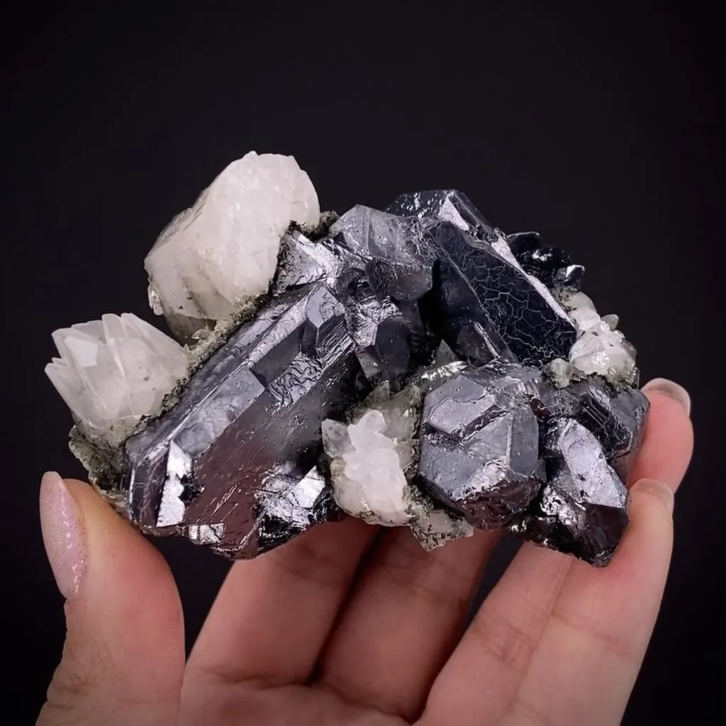 Galena (Spinel Twinned) with Calcite image