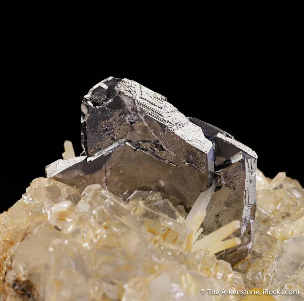 Galena (twinned) on Quartz with Fluorite & Calcite image