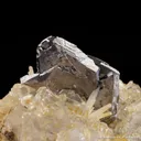Galena (twinned) on Quartz with Fluorite & Calcite - image 1