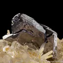 Galena (twinned) on Quartz with Fluorite & Calcite - image 4