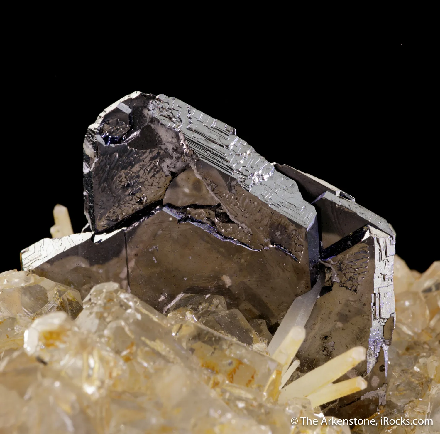 Galena (twinned) on Quartz with Fluorite & Calcite - image 4