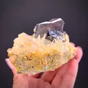 Galena (twinned) on Quartz with Fluorite & Calcite - image 2
