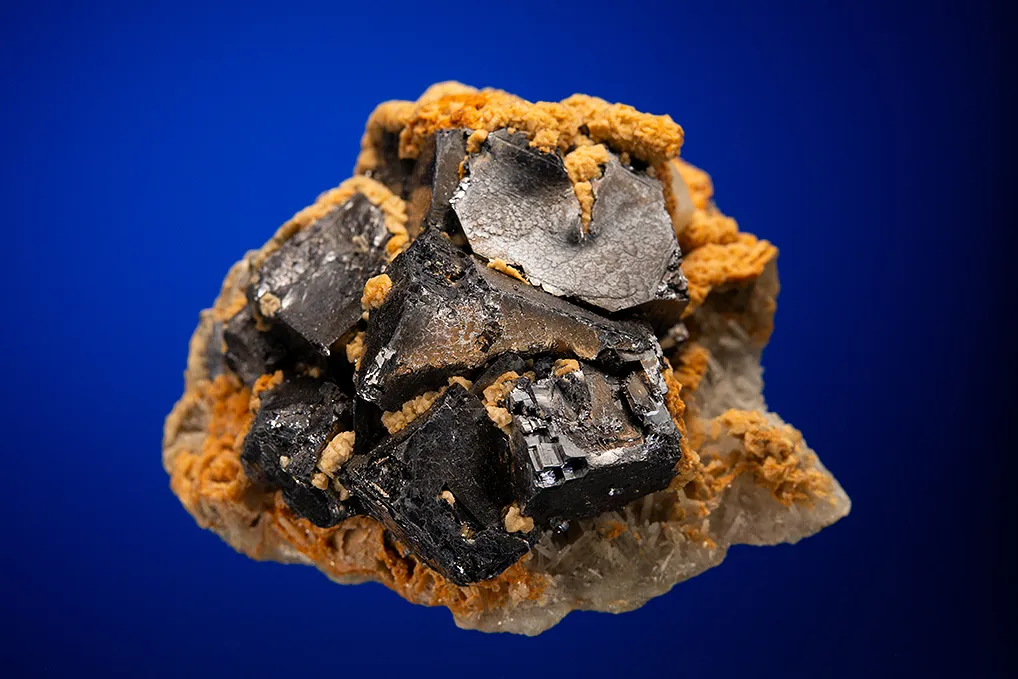 Galena with Barite and Quartz after Dolomite on Quartz image