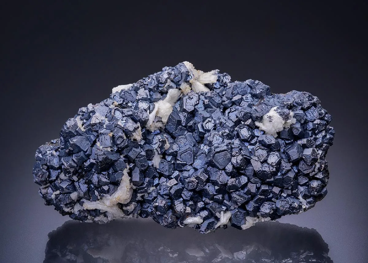 Galena with Calcite and Barite on Sphalerite - image 1