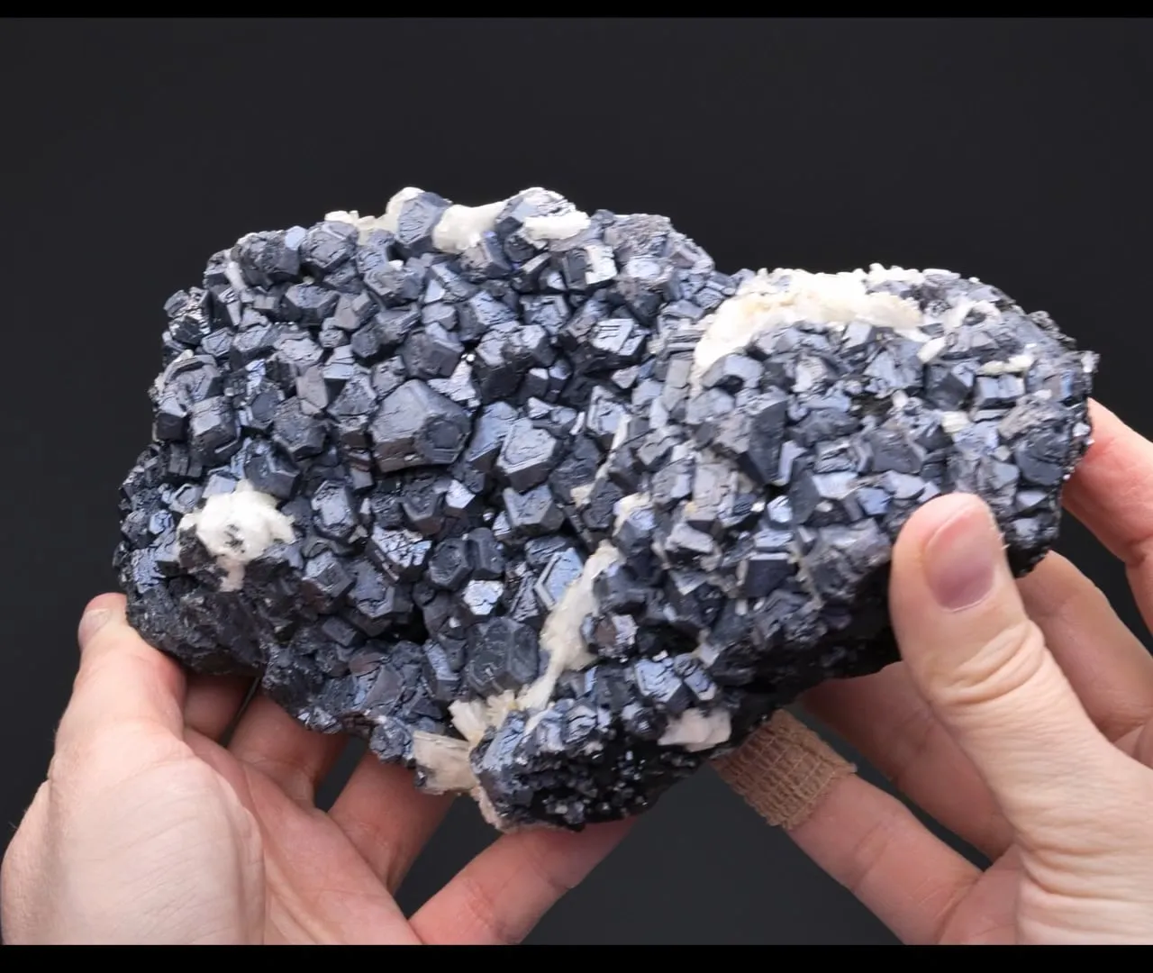 Galena with Calcite and Barite on Sphalerite - image 2