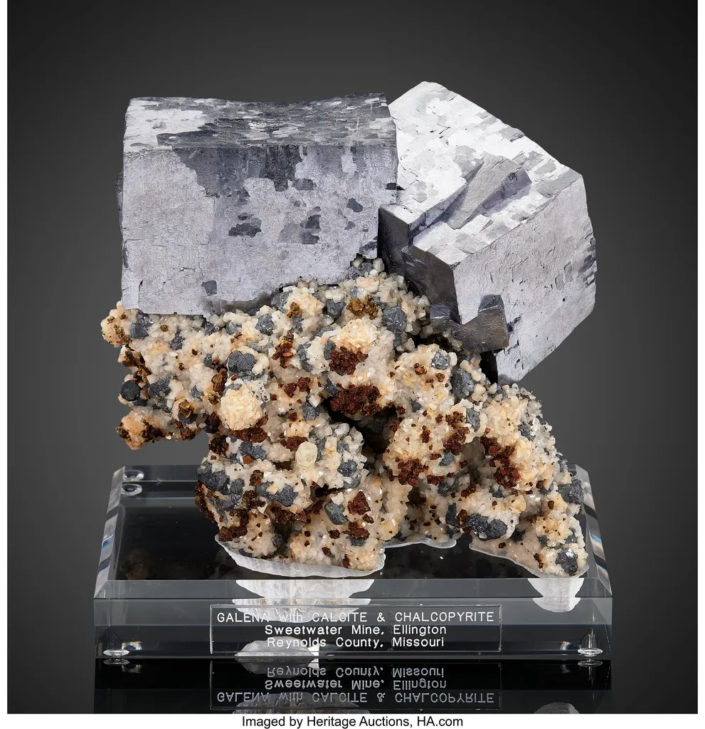 Galena with Calcite and Chalcopyrite image