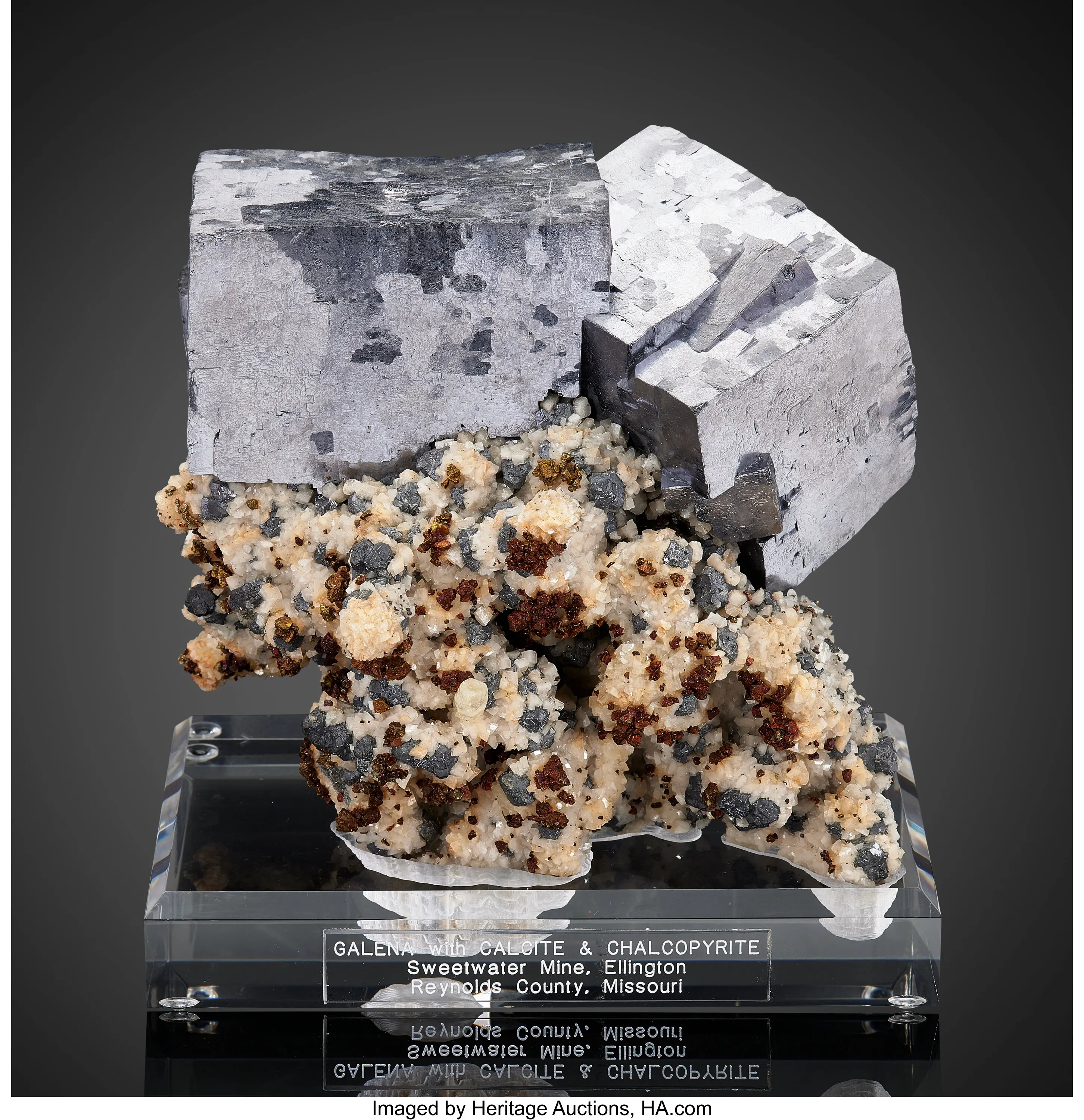 Galena with Calcite and Chalcopyrite - image 1