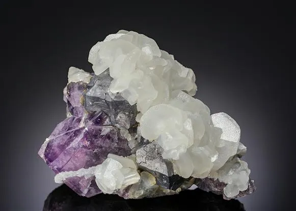 Galena with Calcite on Fluorite - image 1