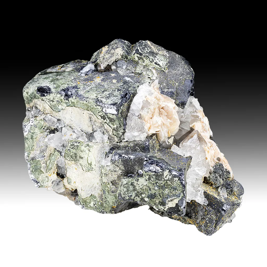 Galena with Cerussite, Plumbogummite, Quartz, Wulfenite image